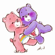 a drawing of two teddy bears hugging each other