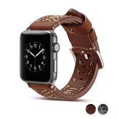 Watches Brown / 42mm / 44mm Apple Watch Series 5 4 3 2 Band Apple Watch Bands Fashion, Smart Watch Apple, Thread Bracelet, Apple Watch Sizes, Apple Band, Thread Bracelets, Apple Watch Series 1, Leather Watch Bands, Apple Watch Strap