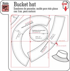 a paper model of a bucket hat, with instructions to make it in english and spanish