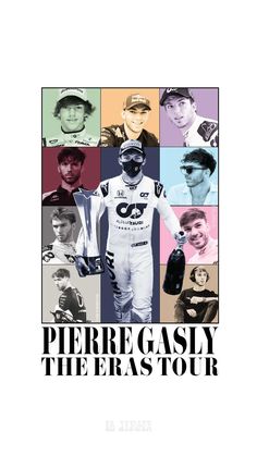 a poster with the words perregasly the eras tour on it's side