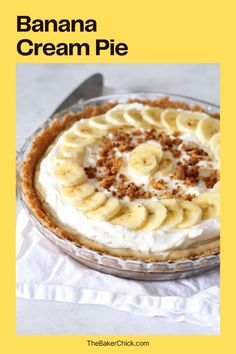 a banana cream pie is shown with the title above it