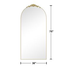 the golden arch mirror is shown with measurements