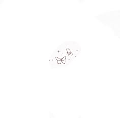 two butterflies flying in the sky with stars around them on a white background that appears to be drawn by someone's hand