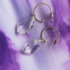 Ladies Fashion Earrings, Pierced Back, Transparent Clear Color With Gold Detailing, New Condition Transparent Earrings, Earrings Color, Ladies Fashion, Statement Jewelry, Crystal Earrings, Fashion Earrings, Jewelry Art, Jewelry Earrings, White Gold