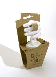 a white light bulb in a cardboard box