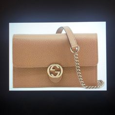 New Authentic Gucci Crossbody Tan Leather Bag. 7.5x4.5x1.4. Dust Bag Included. Chic Gucci Gold Wallet On Chain, Gucci Gold Wallet On Chain With Chain Strap, Gucci Gold Wallet On Chain For Everyday Use, Gucci Gold Wallet On Chain With Gold-tone Hardware, Gucci Gold Wallet On Chain For Evening, Gold Gucci Wallet On Chain For Evening, Gucci Gold Rectangular Wallet On Chain, Chic Gold Gucci Wallet On Chain, Gucci Luxury Wallet On Chain With Gold-tone Hardware