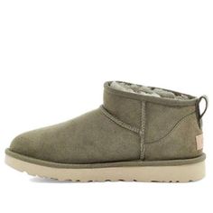 (WMNS) UGG Classic Ultra Mini 'Olive Green' 1116109-BTOL (SNKR/Women's) Ultra Mini Ugg, Classic Boots Woman, Ugg Ultra Mini, Overlock Stitch, Classic Ugg Boots, Ugg Classic Ultra Mini, Ugg Classic, Classic Boots, Classic Shoes