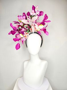 Kentucky Derby Hat Fascinator Rhinestone Crystal Headband With Light Pink Lavender Purple Silk Flowers and Leaves Purple Feathers - Etsy Fascinator Hats Diy, Purple Feathers, Derby Hats Fascinators, Hat Fascinator, Purple Feather, Kentucky Derby Hat, Derby Hat, Diy Hat, Crystal Headband