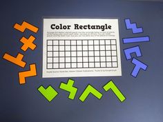 a piece of paper with the words color rectangle on it and some colored arrows