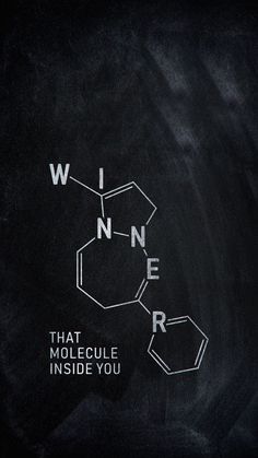 the chemical formula for wine is written on a blackboard with white writing that reads,'what mollecule inside you? '