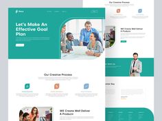 the landing page for an effective goal plan is shown in two different colors and sizes