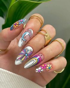 21 Funky Summer Nail Ideas 2024: Bold designs and bright color combinations Nails Square Oval, Purple Margarita, Funky Summer Nails, Nails Pink Blue, Summer Nails Square, Wild Nail Designs, Summer Nails Pink, Summertime Nails, Summer Nails Short