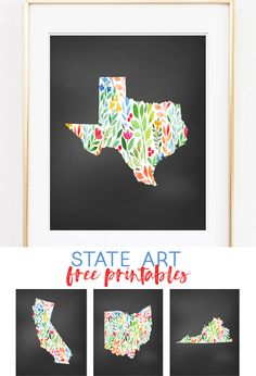 state art free printables for kids to make with paper flowers and leaves in the shape of texas