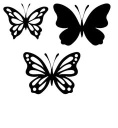 three black and white butterflies are shown in this graphic file, with one butterfly facing the opposite direction