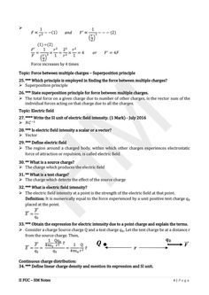 the answer sheet for an electric field experiment