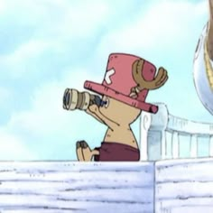 a cartoon dog looking through a telescope