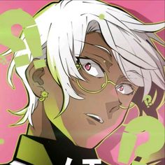 an anime character with white hair and glasses