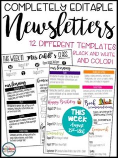 the complete editable newslettes for teachers to use in their classroom or home