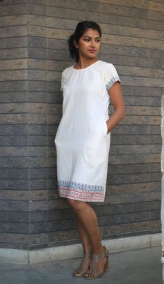 Off-white soft linen tunic dress for women/Linen shift dress/Hand block print dress/ Linen tunic dre White Tunic Dress, Block Print Dress, Linen Tunic Dress, Linen Shift Dress, Diary Quotes, Patiala Salwar, White Tunic, Dress Linen, Linen Tunic