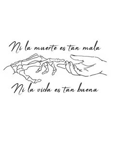 two hands reaching for each other with the words in spanish above them, on a white background