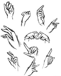 hand gestures drawn in black and white