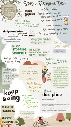 a poster with many different types of writing on it's sides, including words and phrases