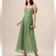 Description: The Slip Maxi Design Offers A Graceful Silhouette That Flows Elegantly, Perfect For Garden Parties, Weddings, Or Any Special Event. The Lush Green Hue Enhances The Dress's Romantic Charm, While The Embroidered Details Add A Touch Of Sophistication. Details: - Occasion: Special Occasion - Fabric Stretch: No Stretch - Embellishment: Pleated, Embroidery, Zipper, Jacquard, Splicing - Fabric: Polyester 100.0% - Lining: Polyester 95.0%, Spandex 5.0% - Material: Mesh Green Wedding Guest Dresses, Green Flower Dress, Slip Maxi Dress, Maxi Design, Green Embroidery, Ankle Length Dress, Garden Parties, Maxi Dress Green, Knit Sweater Dress