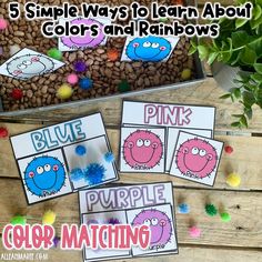 five simple ways to learn about colors and rainbows with this free printable color matching activity