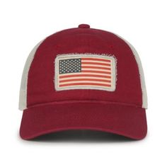 Cardinal cotton twill front panels with Putty mesh back panels, adjustable snap closure cap. 6 panel low profile crown Cotton twill front panels with breathable mesh back panels Regular pre-curved visor for maximum shielding for your eyes Adjustable snap closure for your best fit American Flag Woven Patch with Brushed Satin Stitch Border - 3 inches wide - front center American Flag Patch, Outdoor Cap, Man Weave, Cap Mens, Flag Patches, Tractor Supplies, Tractor Supply, Pet Life, Satin Stitch