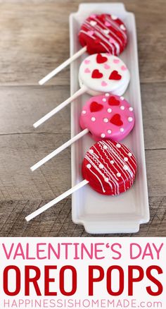 valentine's day oreo pops on a plate