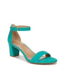 PRICES MAY VARY. Minimal block heel sandal with slender ankle strap, smooth toe strap and all-day comfort Leather, metallic leather or suede upper with an open almond toe Adjustable buckle closure Contour+ Comfort technology for a premium fit and all-day comfort experience Non-slip outsole heeled sandals for women Turquoise High Heels, Beach Cocktails, Dressy Sandals, Ankle Strap Block Heel, Colorful Heels, Cocktail Attire, Blue Heels, Comfortable Heels, Green Suede