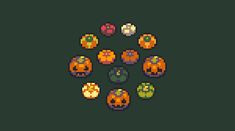 an image of pixel art with pumpkins in the middle