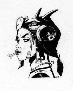 Tank Girl I by ~skate-alco on deviantART Tank Girl Art, Tank Girl Comic, Jamie Hewlett Art, Jet Girl, Jamie Hewlett, Ink Sketch, Tank Girl, Comic Illustration, Drawing Tutorials