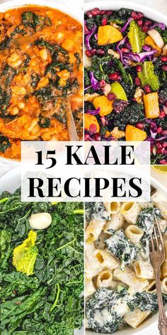 five kale recipes with text overlay