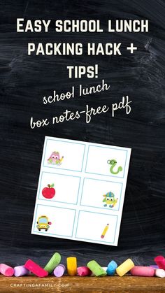 back to school lunch box notes with the text easy school lunch packing hack and tips