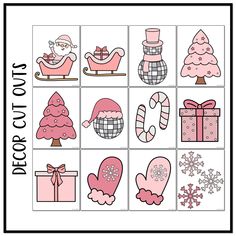 a printable christmas cut outs with santa's sleigh, gifts and presents