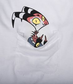 an image of a cartoon character in the pocket of a white shirt