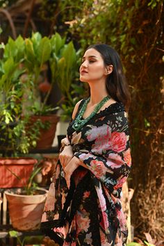 Geethika Kanumilli, Garden Soiree, Dark Florals, Trendy Dress Outfits