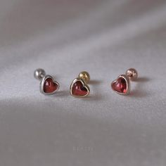 ◆ PRODUCT SPECIFICATION ◆ * Sold as Single Piece * Material : Heart Shaped Natural Garnet Cabochon, 14K Gold Vermeil (A heavy plating of 14K gold over Solid 925 sterling silver) * Jewel Head Size : 5mm(W) x 5mm(H) * Ball Screw (Back) Size : 3mm * Bar Gauge (thickness) : 20 gauge (0.80mm)  * Bar length : 6mm * Ball Screw Closure (Externally Threaded) ◆ JEWELRY CARE for GOLD PLATED 925 STERLING SILVER ◆ To keep your gold plated silver jewelry in good condition, we recommend following these additio Elegant Heart Shaped Cartilage Earrings As Gift, Elegant Heart-shaped Cartilage Earrings As Gift, Heart Charm Piercings As Gift, Silver Heart Piercings For Valentine's Day, Heart Charm Piercings For Gift, Heart-shaped Piercings With Heart Charm For Gift, Red Heart-shaped Single Earring, Red Single Heart Earring For Valentine's Day, Red Heart Single Earring For Valentine's Day