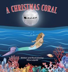 a christmas coral book cover with an image of a mermaid swimming in the ocean