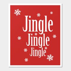 a red poster with white snowflakes and the words, jungle jungle on it