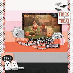 a scrapbook page with halloween pictures and words