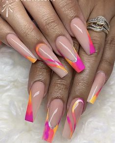 Neon Acrylic Nails, Fall Acrylic Nails, Pretty Nail Art Designs, Long Acrylic Nails Coffin, Trendy Nail, Trendy Nail Art, Acrylic Nails Coffin Short, Nail Art Ideas