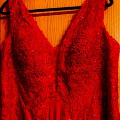 Absolutely Beautiful Red Formal Dress Front And Back Has Ruby Colored Stones Perfect For Wedding Graduation Or A Party. Ruby Red Dress, Colored Stones, Ruby Stone, Ruby Red, Formal Dress, Red Formal Dress, Lady In Red, Stone Color, Red Dress