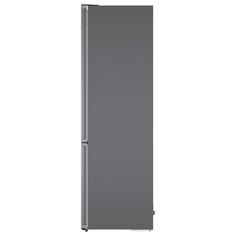 a gray refrigerator freezer sitting on top of a white wall