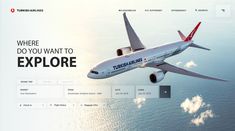 an airplane is flying over the water and landing gear on it's website page