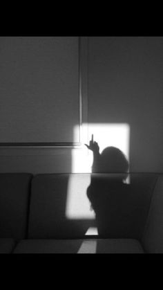 a black and white photo of a cat sitting on a couch in the sun light