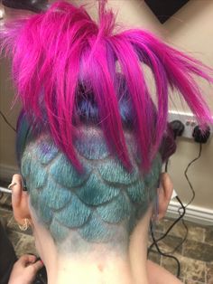 Undercut design mermaid scales Buzzcut Art, Side Quiff, Undercut Design, Color Wow Dream Coat, Wow Dream Coat, Undercut Hairstyle, Pompadour Hairstyle