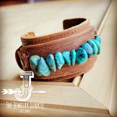 Dusty Leather Wide Cuff with Large Natural Turquoise Chunks Adjustable Turquoise Leather Bracelet In Rustic Style, Adjustable Rustic Turquoise Leather Bracelet, Rustic Handmade Turquoise Cuff Bracelet, Rustic Adjustable Cuff Bracelet, Adjustable Southwestern Turquoise Cuff Bracelet, Adjustable Turquoise Southwestern Cuff Bracelet, Southwestern Adjustable Cuff Bracelet With Natural Stones, Artisan Adjustable Cuff Bracelet With Natural Stones, Adjustable Turquoise Cuff Bracelet With Natural Stones