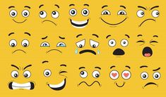 an assortment of cartoon faces with different expressions